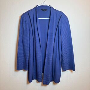 MISOOK Purple Open Front Ribbed Cardigan Knit Jacket Women's XL